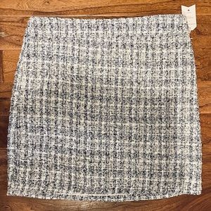 RACHEL ZOE Tweed High Waisted Mini Skirt Black White Lined